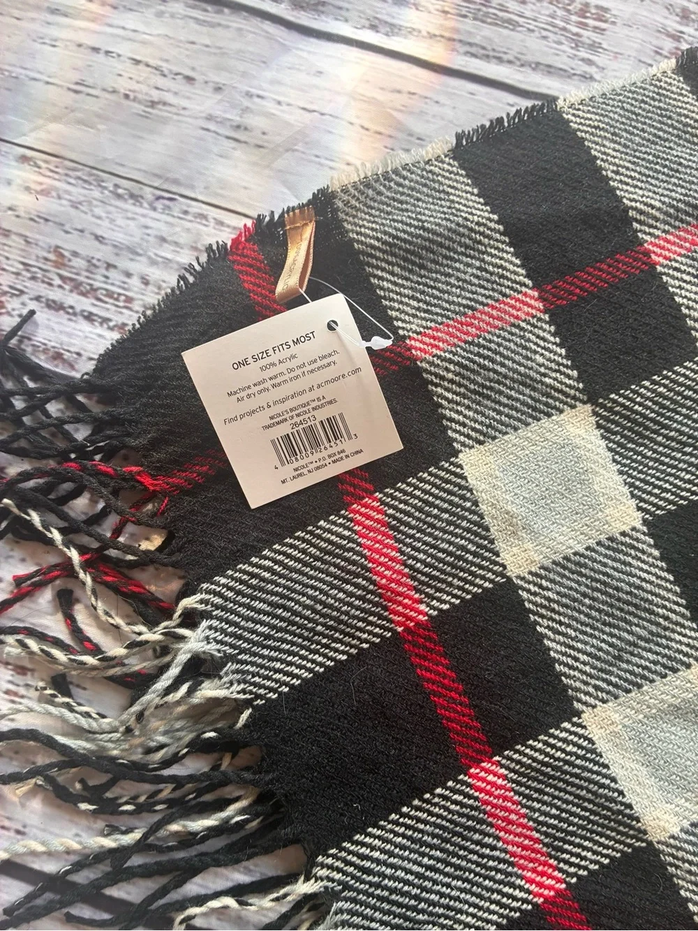 Nicole’s Boutique Women’s Classic Black Tartan Plaid Fringe Scarf